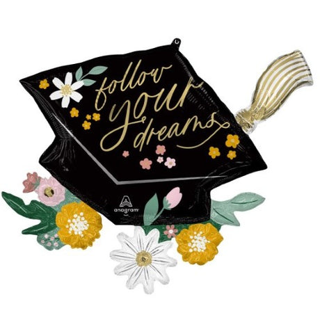 Stunning 73cm x 76cm graduation cap balloon, symbolizing dreams and achievements for your celebration.