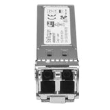 HP 455883-B21 SFP+ fiber module with 850nm wavelength, 300m range, 11.1 Gbps speed, and lifetime warranty for reliable networking.
