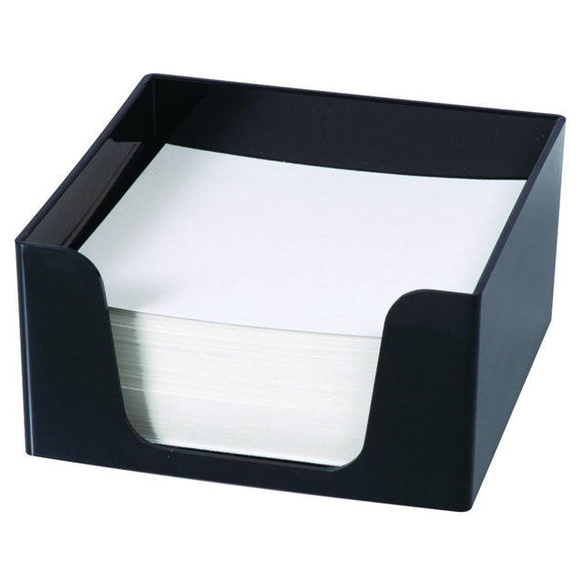 Black Esselte SWS Memo Cube with 500 sheets, perfect for organization and easy note-taking in any workspace.