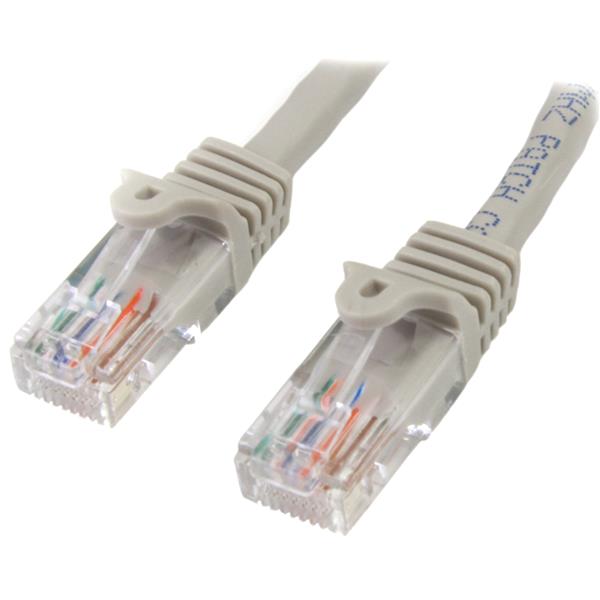 High-performance 0.5m gray Cat5e Ethernet cable with snagless RJ45 connectors for reliable short-distance network connections.