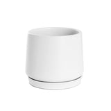 Vase /Planter - Ceramic Loreto Belly Pot & Plate Matte White