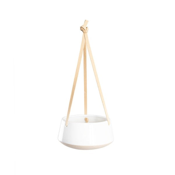 Planter - Ceramic Dolomite Hanging Planter Duo White