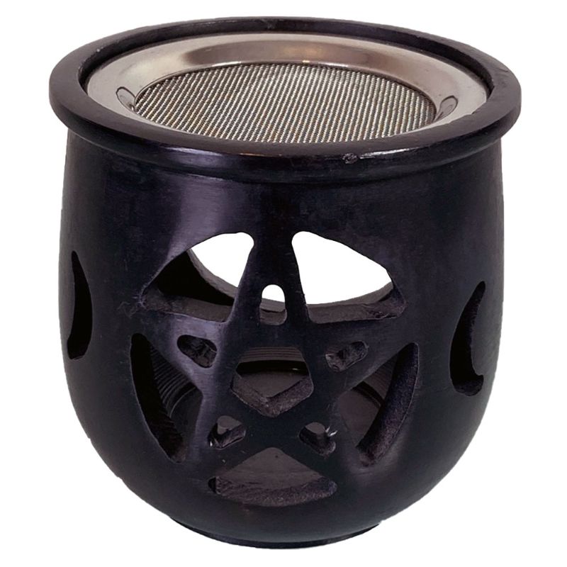 Triple Moon Pentacle Soapstone Resin Burner
