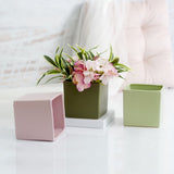 Planter - Ceramic Cube Pot Satin Matte Soft Pink