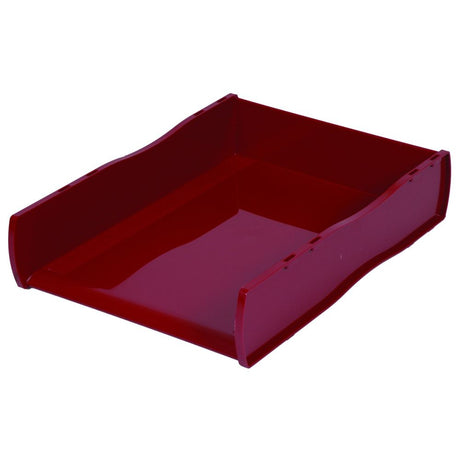 Esselte Nouveau Document Tray in Burgundy, stylish and sturdy, perfect for organizing papers in home or office settings.