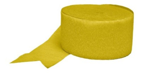 Yellow butter cup crepe streamers measuring over 80 feet for festive decorations.