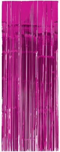 Bright pink metallic curtain measuring 8'x3', ideal for adding vibrant decor and elegance to any space.