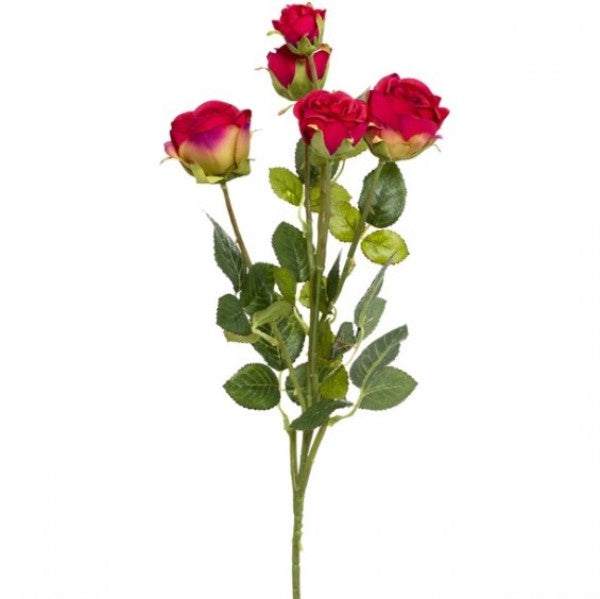Artificial Flower - Tea Rose Spray Red 65cm