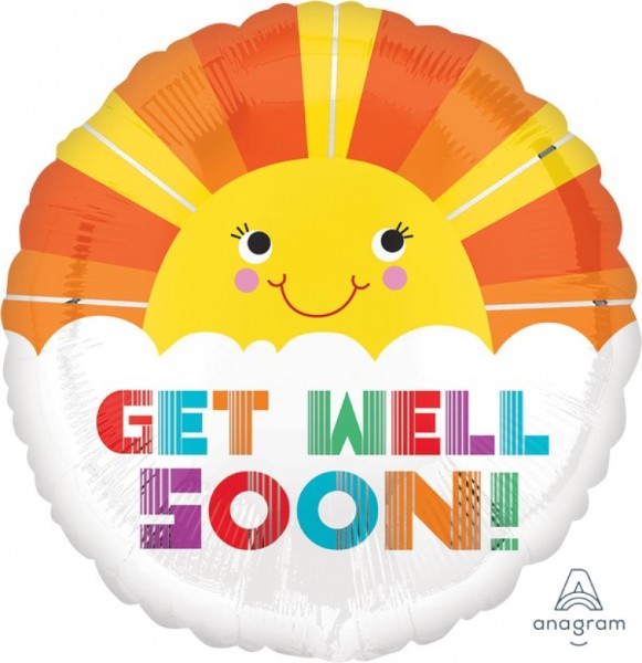 Foil Balloon - Self Sealing Standard Hx Get Well Soon Smiley Sunshine