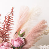 Soft pink single stem pampas spray, 70cm tall, perfect for stylish home decor and floral arrangements.