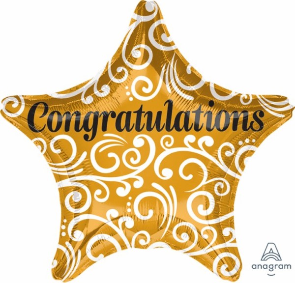 Foil Balloon - Self Sealing Standard Star Congratulations (45cm)