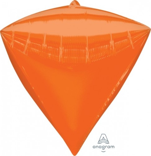 38cm x 43cm diamond orange foil balloon, self-sealing and ideal for festive decorations.