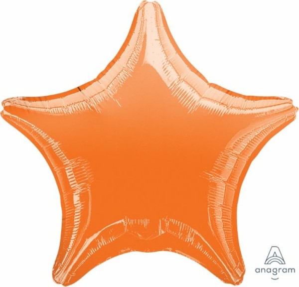 Metallic Orange star-shaped foil balloon, 45cm, self-sealing for easy inflation, perfect for vibrant party decorations.