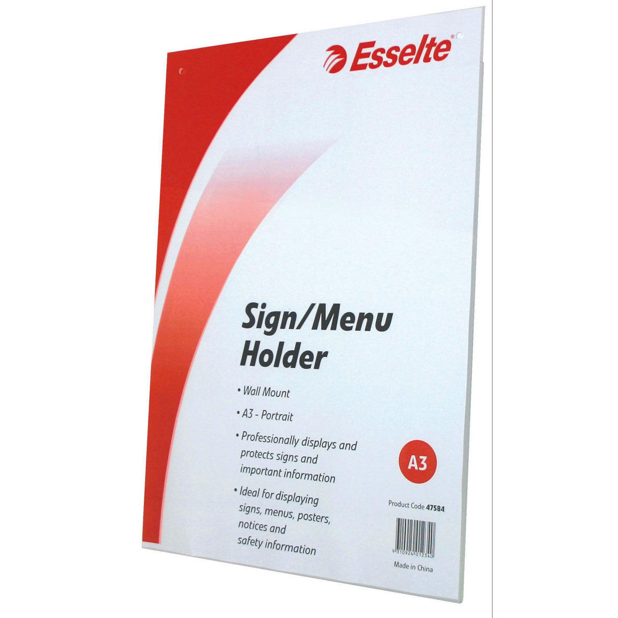 Esselte Sign/Menu Holder Wall Mount Port A3 Clear