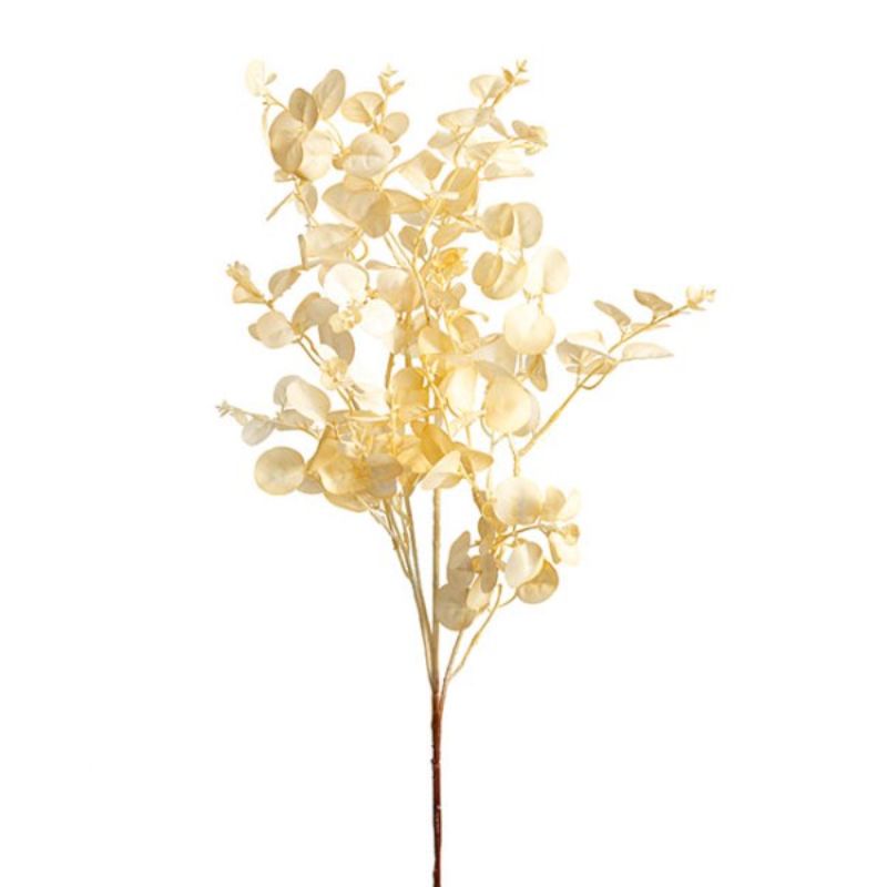 Elegant 80cm artificial eucalyptus spray in cream, perfect for home decor and versatile arrangements.