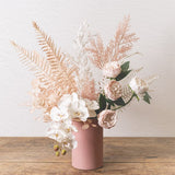 Soft pink artificial Forest Fern Spray, 54cm high, perfect for elegant home decor and floral arrangements.