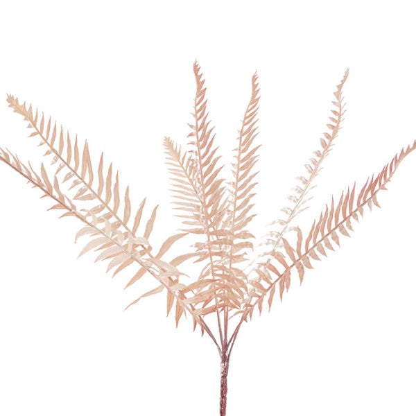 Soft pink artificial forest fern spray, 54cm tall, perfect for elegant home decor and floral arrangements.