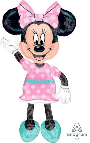 Large Minnie Mouse foil balloon, 96cm x 137cm, perfect for themed parties and celebrations, self-sealing and durable.