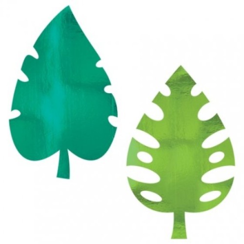 Pack of 8 Aloha Giant Palm Leaves Foil Boards, 16x10 inches, perfect for tropical-themed events and vibrant decor.