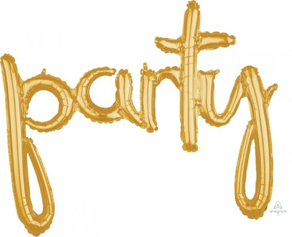 Elegant gold foil balloon phrase for festive celebrations, perfect for parties and special occasions.