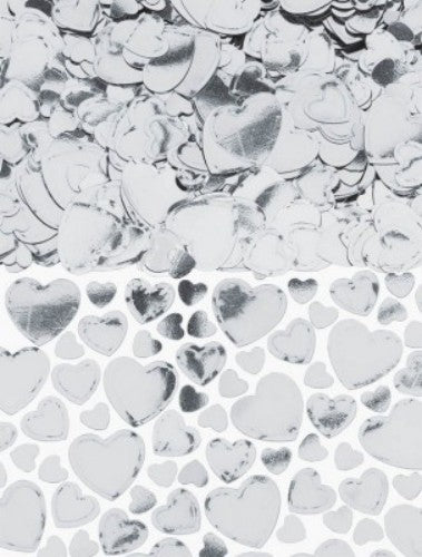 70g pack of elegant silver heart-shaped confetti, perfect for celebrations and eco-friendly décor.