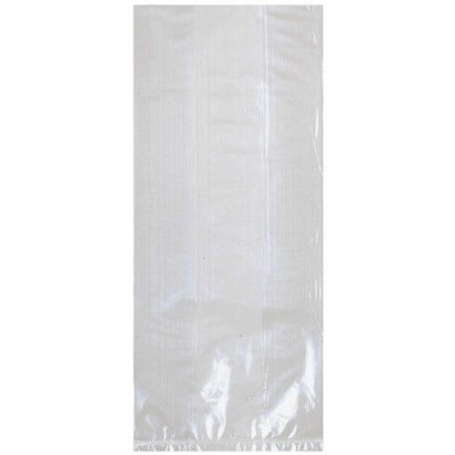 Small white cello party bags, 9.5x4 inches, pack of 25, perfect for elegant gift presentations at any celebration.