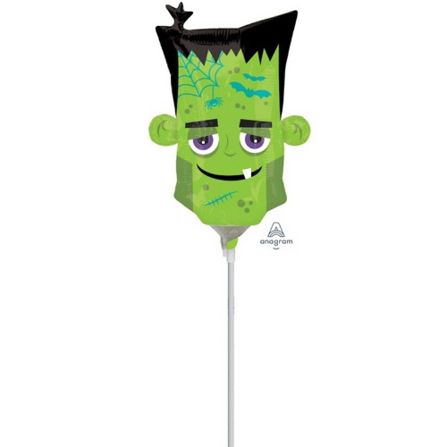 Mini monster head foil balloon in vibrant colors, perfect for birthday parties and Halloween celebrations.