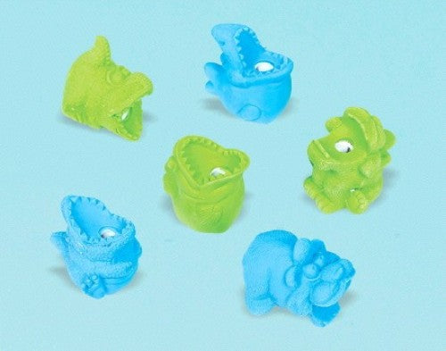 Colorful monster erasers and sharpeners set, featuring 6 unique characters for fun and functional stationery use.