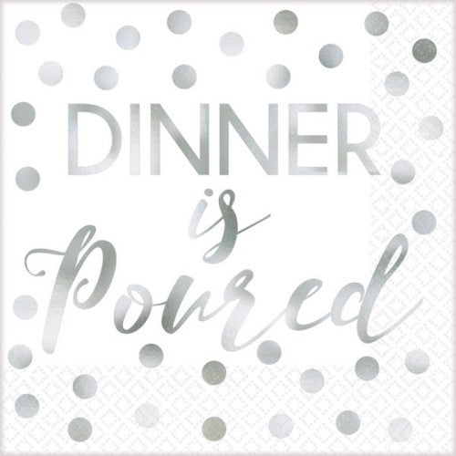 Elegant foil hot-stamped beverage napkins, pack of 16, ideal for enhancing any dining occasion.