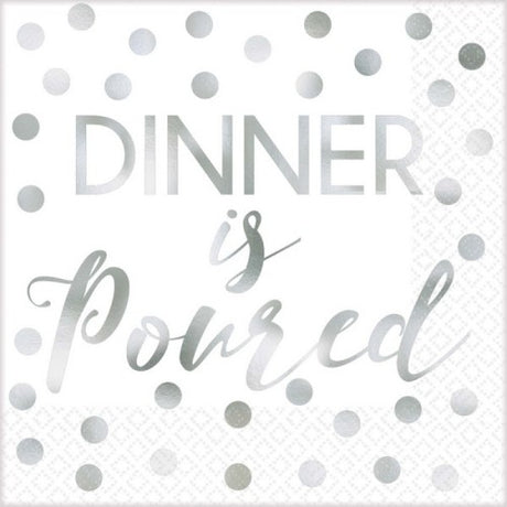 Elegant foil hot-stamped beverage napkins, pack of 16, ideal for enhancing any dining occasion.
