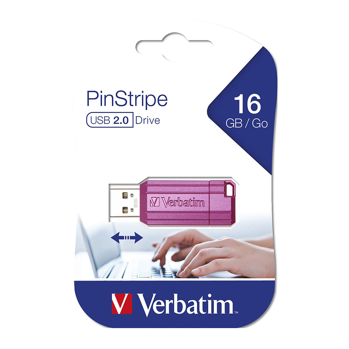 VERBATIM STORE'N'GO PINSTRIPE USB DRIVE 16GB PINK