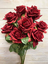 Artificial Flower Spray - SIngle Rose with Bud (Red)