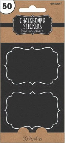 Pack of 50 chalkboard stickers, ideal for labeling and personalizing with chalk or liquid chalk pens.