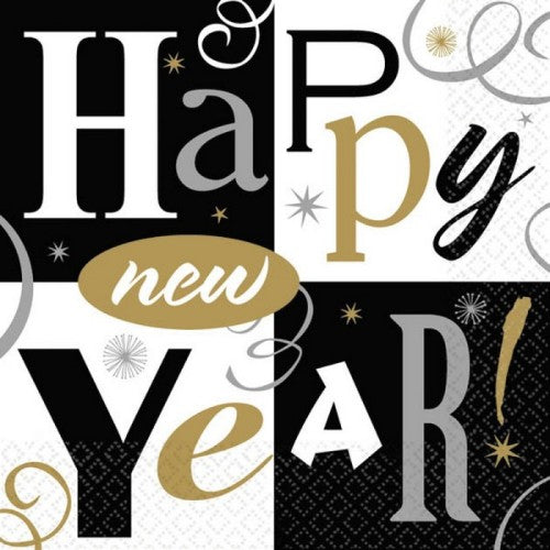 Block Party New Year Beverage Napkins - Pack of (16)