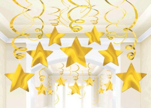 Shooting Stars Foil Decorations Yellow Sunshine (Pack Of 30)