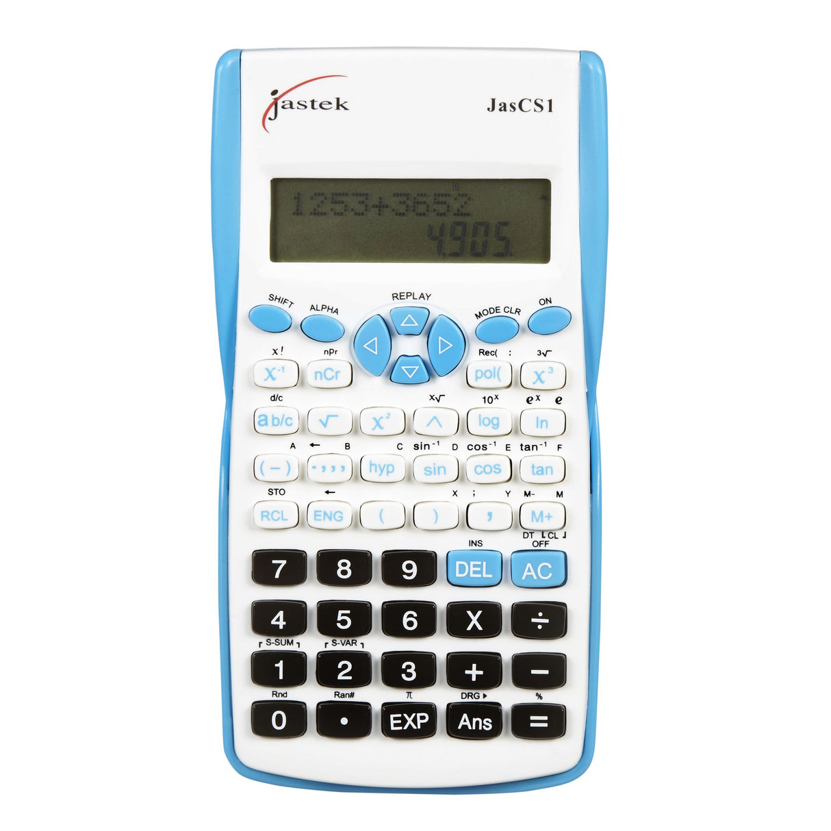 Jastek Scientific Calculator in assorted colours, featuring 240 functions, durable keys, and auto power-off for students.