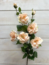 Artificial Flower Spray - Camilia w 5 Flowers & 2 Buds (Peach)