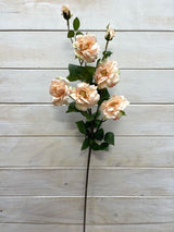 Artificial Flower Spray - Camilia w 5 Flowers & 2 Buds (Peach)