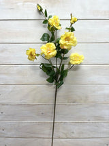Artificial Flower Spray - Camilia w 5 Flowers & 2 Buds (Yellow)