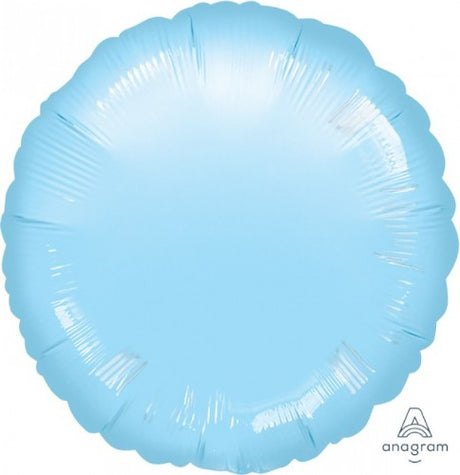 45cm pastel blue metallic pearl foil balloon, self-sealing, perfect for celebrations and party decor.