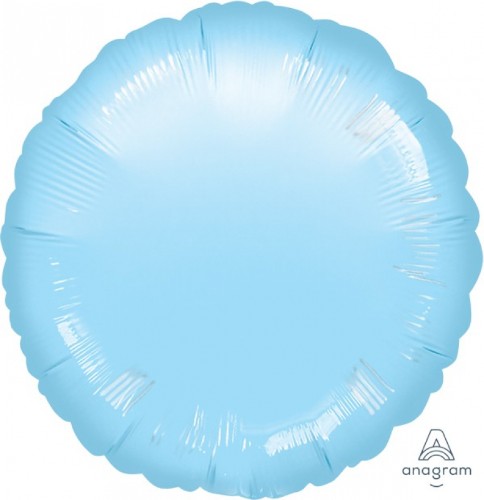 45cm pastel blue metallic pearl foil balloon, self-sealing, perfect for celebrations and party decor.