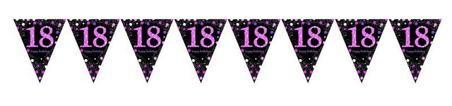 Pink Celebration 18 Banner, 4m x 20cm, perfect for birthdays and parties with elegant design and vibrant pink color.