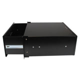 4U Black Steel Storage Drawer for 19-Inch Racks and Cabinets - Durable, TAA Compliant, 25kg Capacity