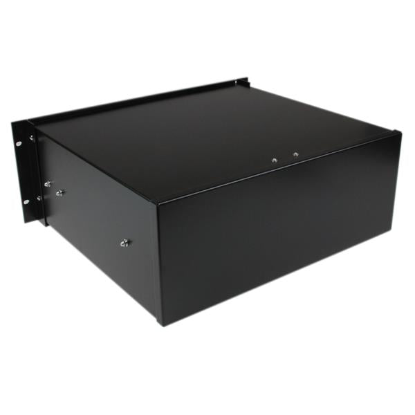 4U Black Steel Storage Drawer for 19-Inch Racks and Cabinets - Durable, TAA Compliant, 25kg Capacity