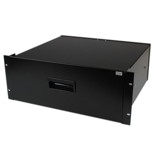 4U Black Steel Storage Drawer for 19-Inch Racks and Cabinets - Durable, TAA Compliant, 25kg Capacity