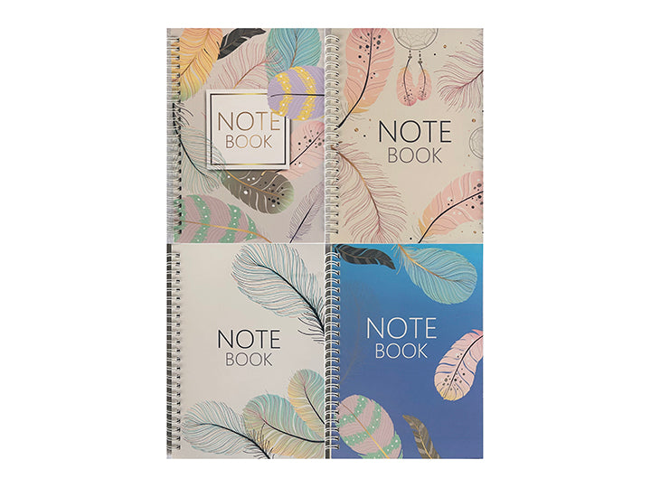 A5 80pg Spiral Cover Notebook. Feathers. NOTEBOOK HAS LINED PAPER.