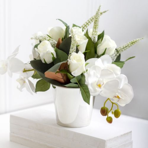 Florist - Plastics - Chrome Pot Round Silver