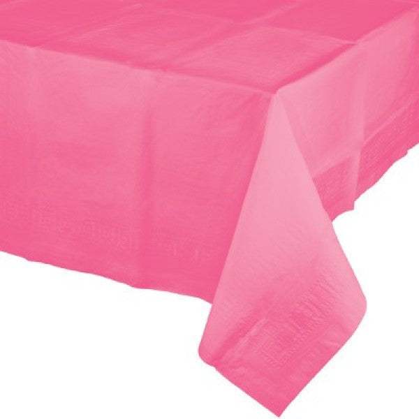 Candy Pink tablecover that adds a vibrant touch to any celebration and is easy to clean for hassle-free parties.