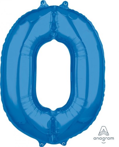 Numeral 0 Balloon Mid-Size Shape Blue