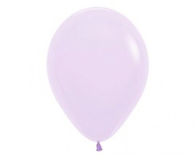 Pack of 50 pastel matte lilac latex balloons, ideal for elegant event decorations and easy to coordinate with any theme.